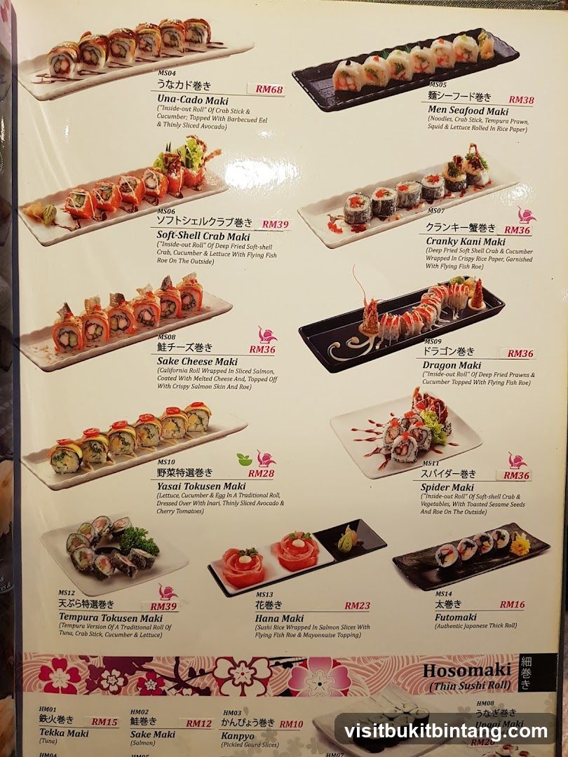Sushi Menu