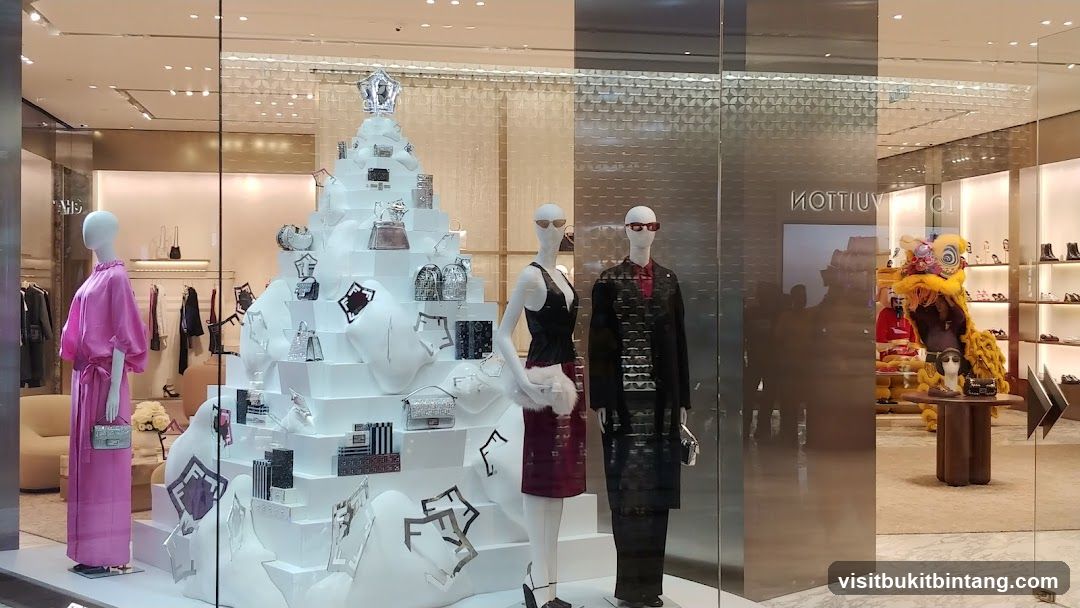 Store Window Display with Mannequins and Festive Decorations
