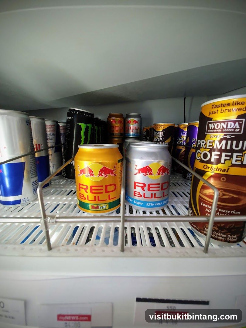 Energy Drinks and Coffee in Refrigerator