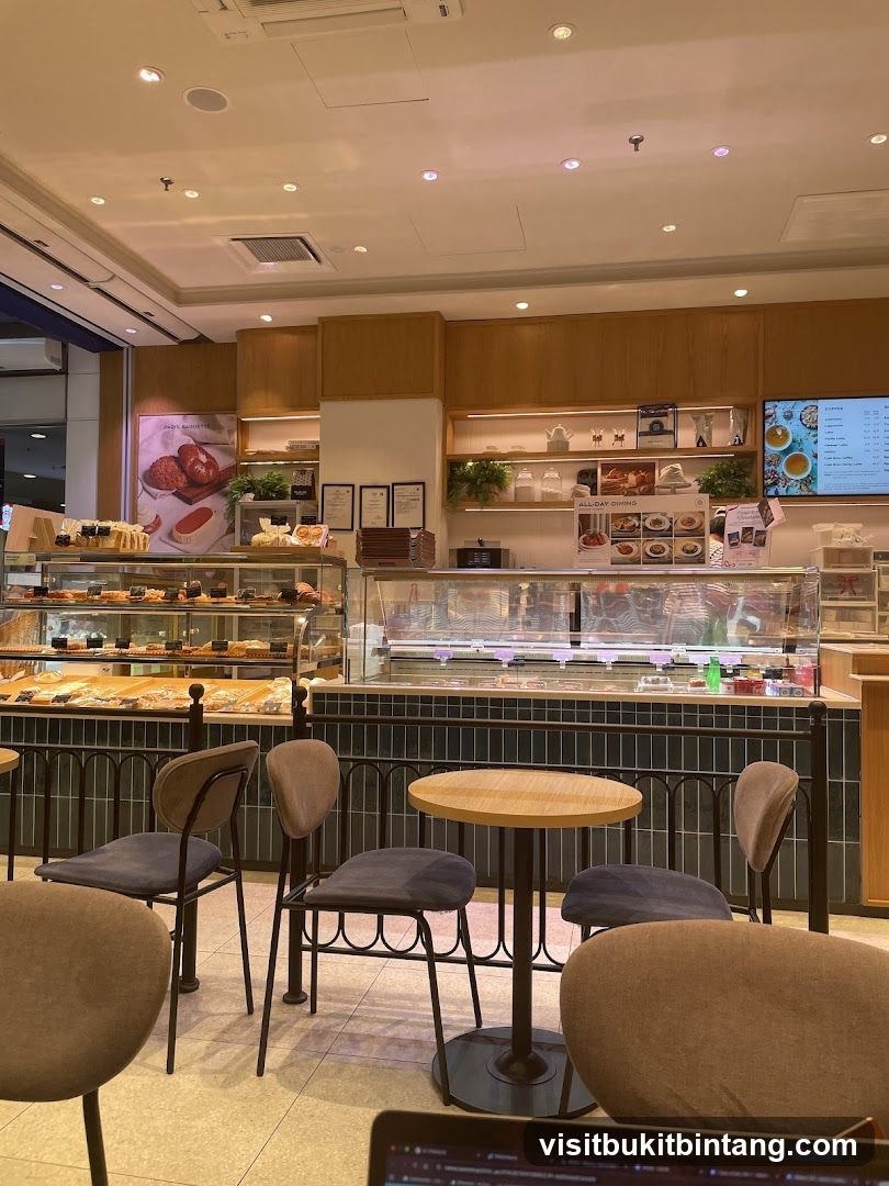 Bakery Interior with Display Cases and Seating