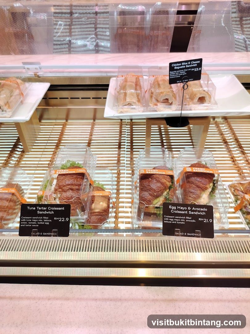 Sandwiches in a display case