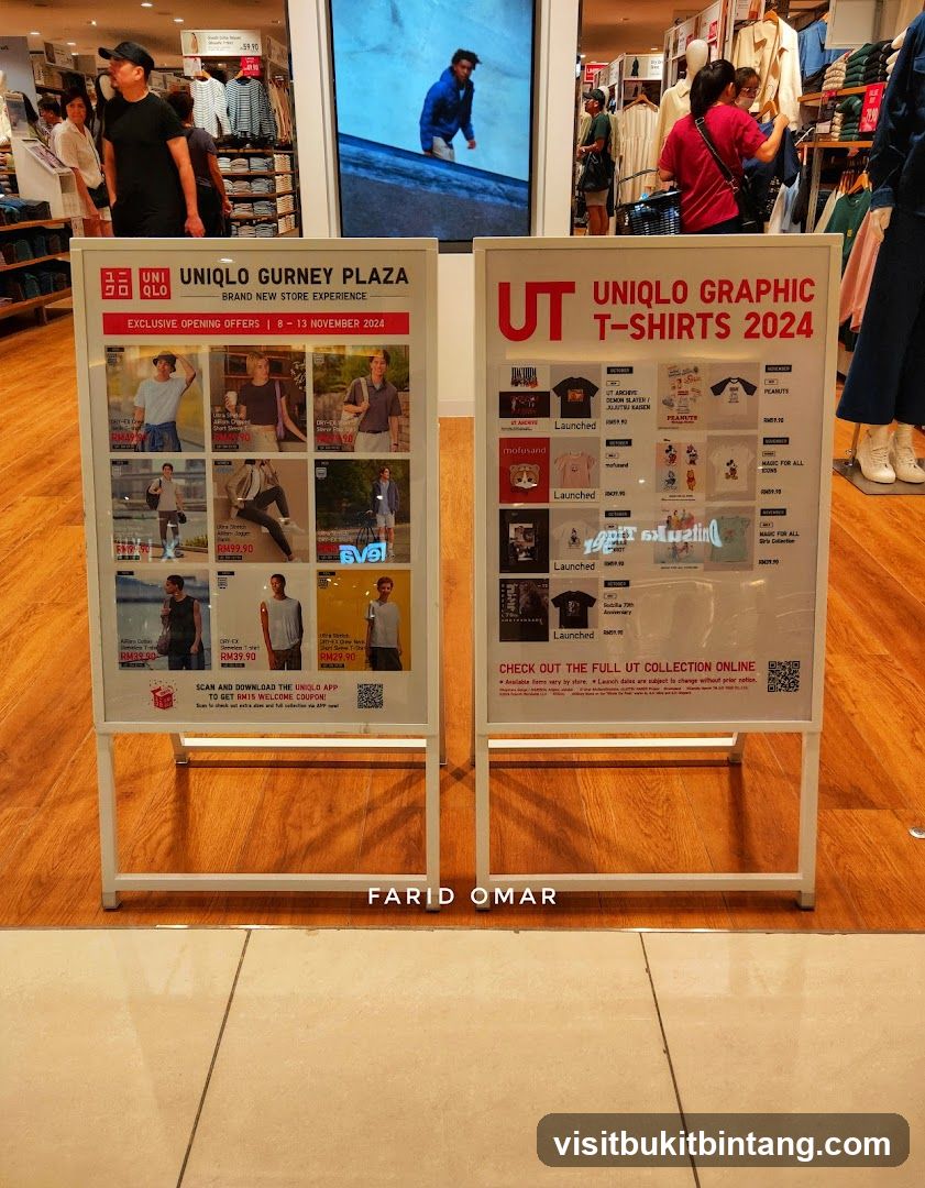 Uniqlo Gurney Plaza and UT Graphic T-Shirts 2024 Display