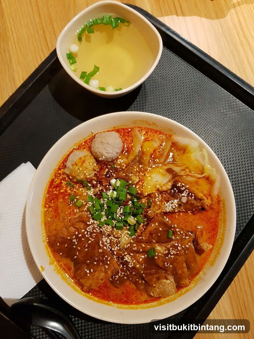 Spicy Noodle Soup with Meatballs and Tofu