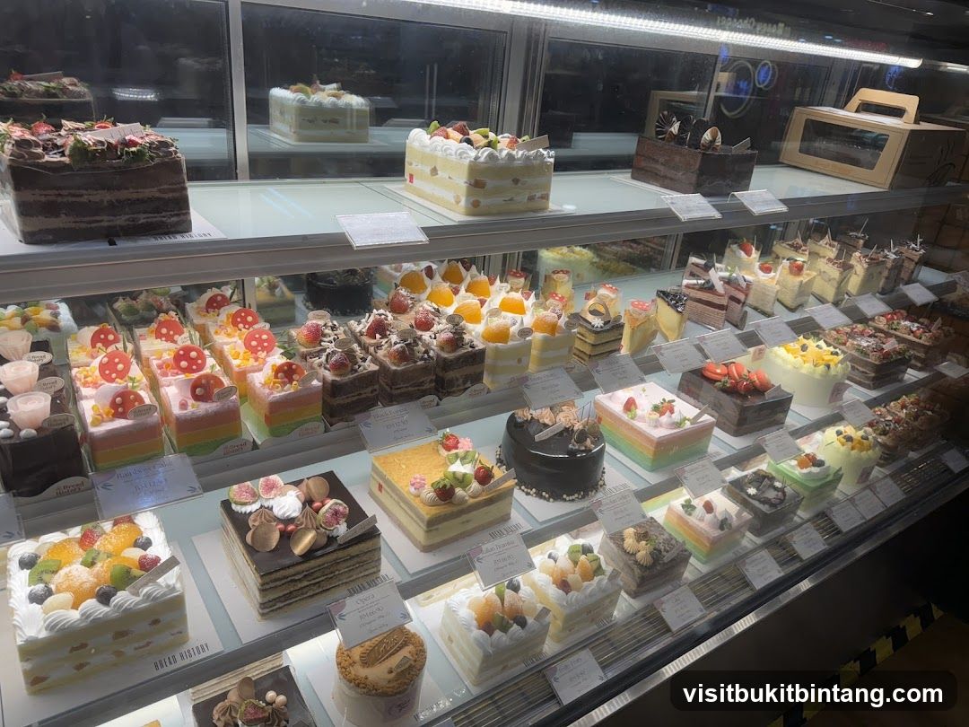 Assortment of Cakes in Display Case