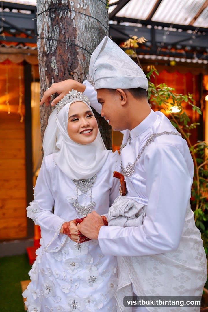 Wedding Couple Posing Outdoors