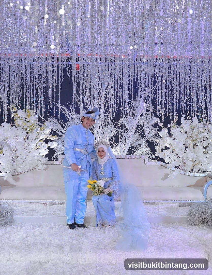 Wedding Couple Posing on a Decorated Sofa