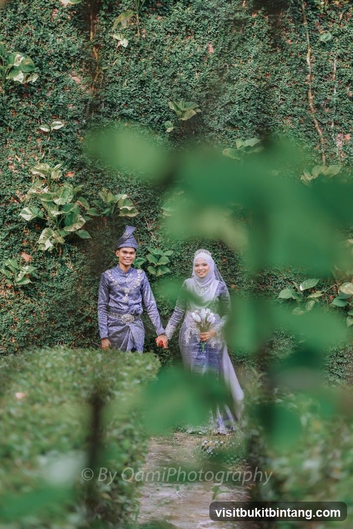 Wedding Couple Posing in Garden