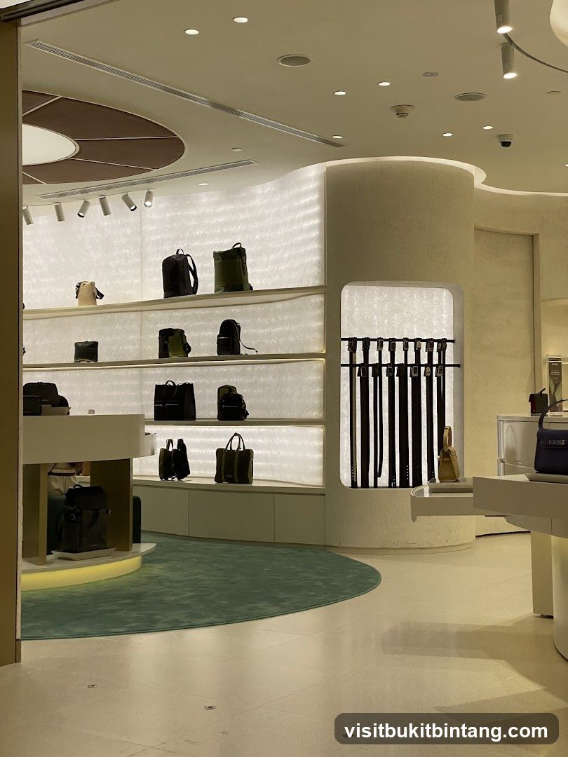 Bags displayed on shelves