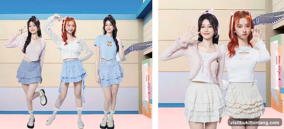 Fashionable young women posing in stylish outfits