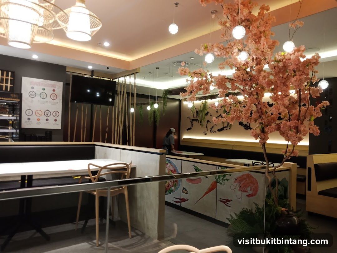 Restaurant Interior with Cherry Blossom Tree