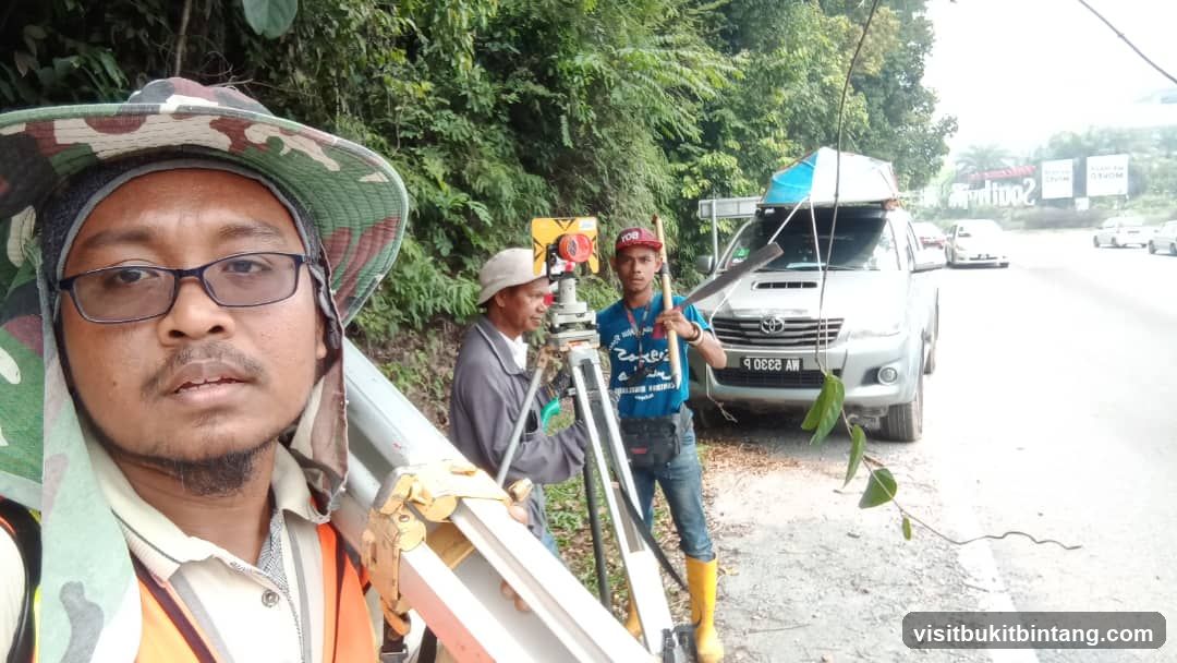 Surveyors working by the road