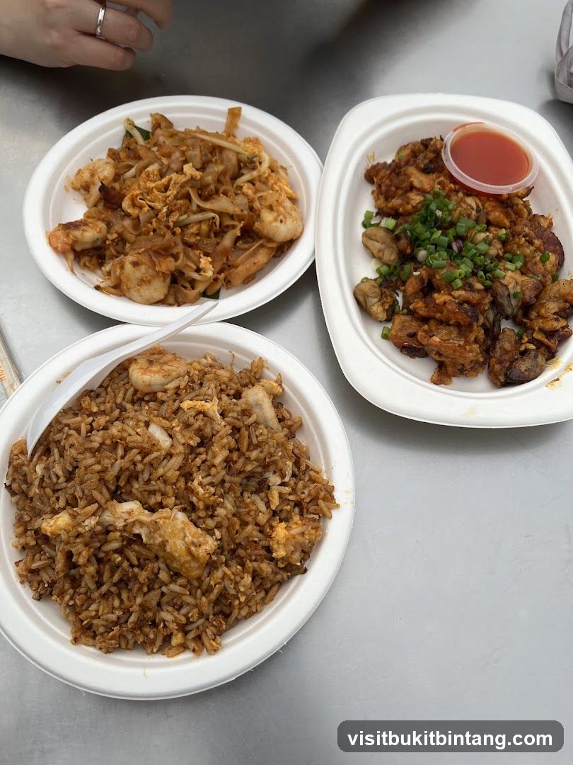 Three dishes of food