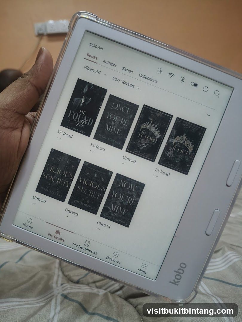 E-reader Displaying Books