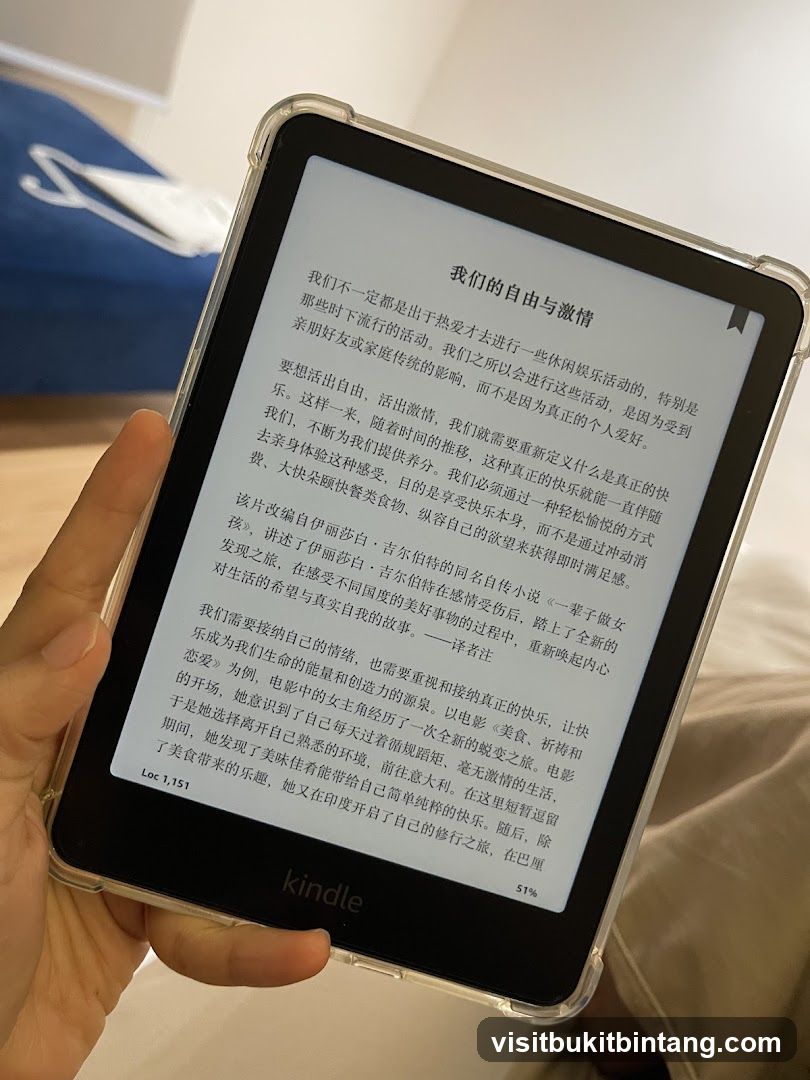 Kindle E-reader Displaying Text