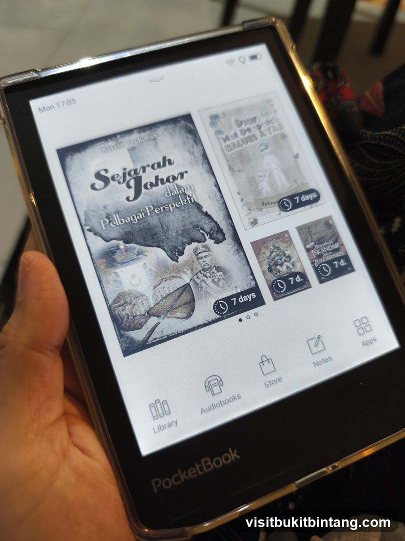 E-reader displaying book covers