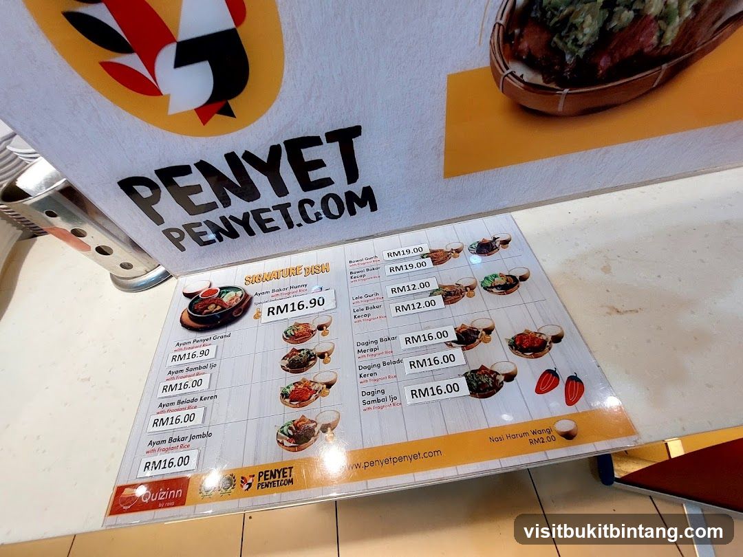 PENYET Menu