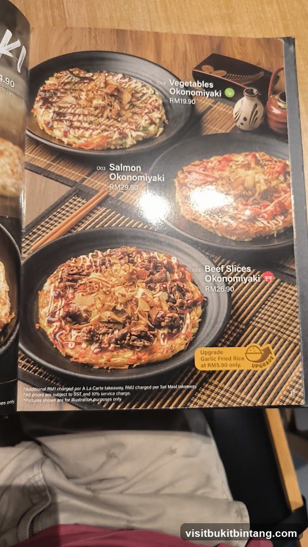 Okonomiyaki Menu