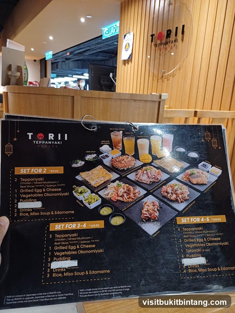 TORII TEPPANYAKI Menu