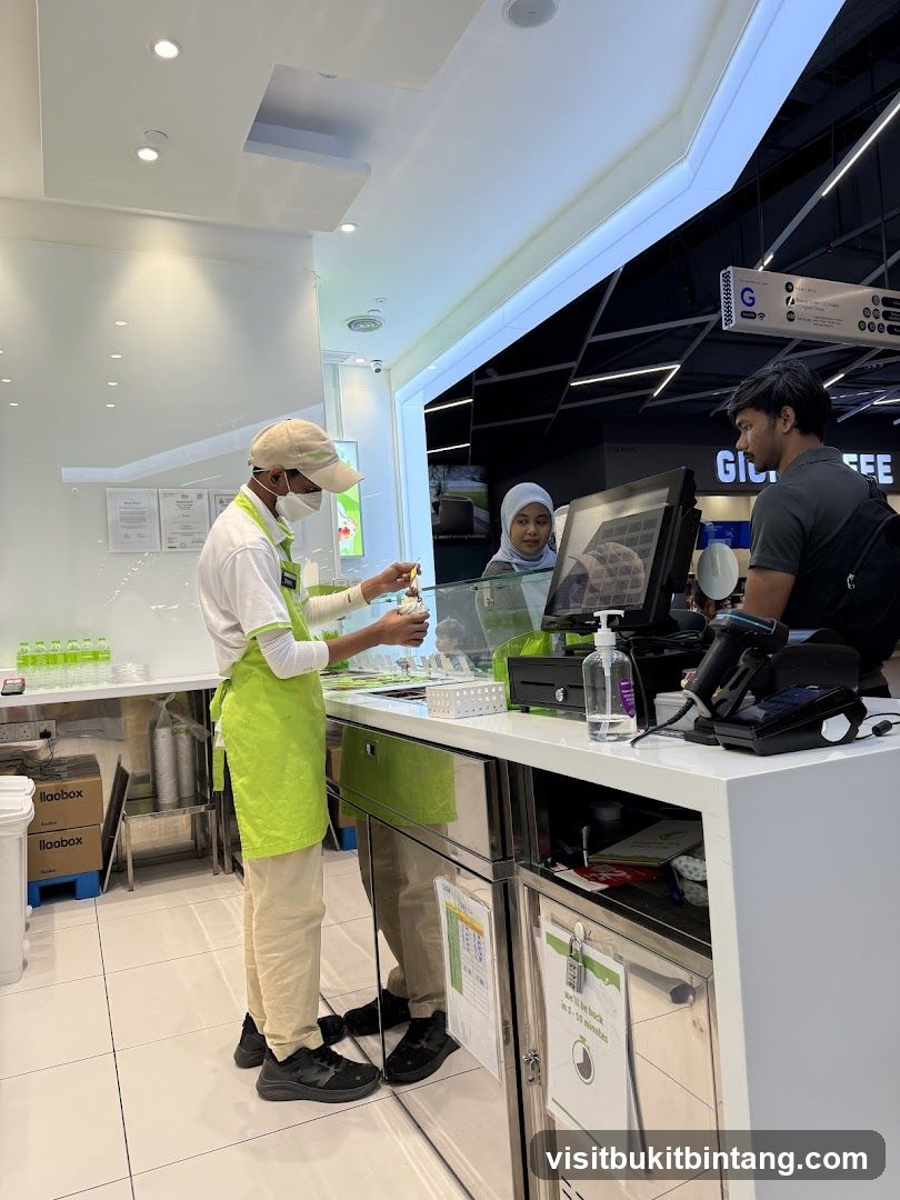 Staff serving customers at a counter