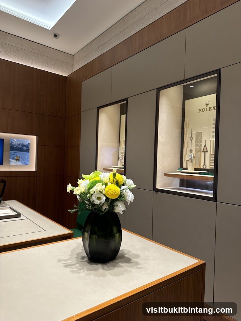 Rolex Display Case with Flowers