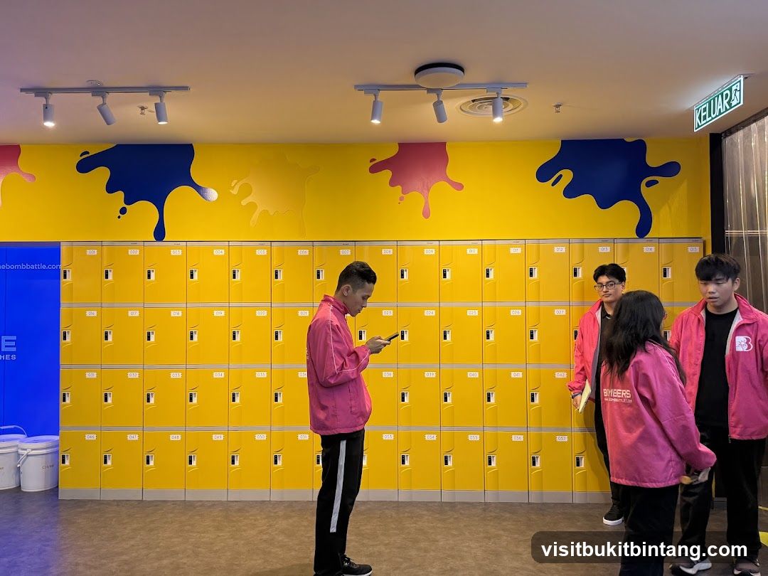 Locker Room with Colorful Wall Art