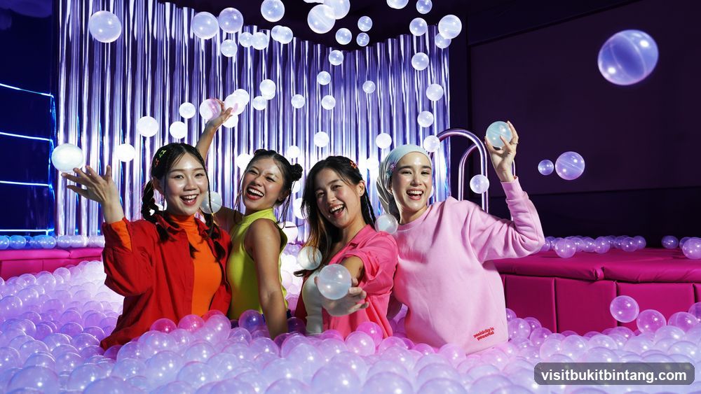 Four young women in a ball pit