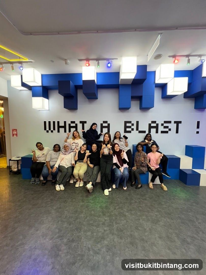 Group Posing in Front of Pixelated Wall Art