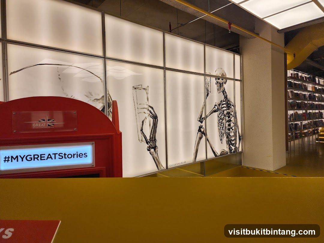 Exhibition Display with Skeletons and Hashtag