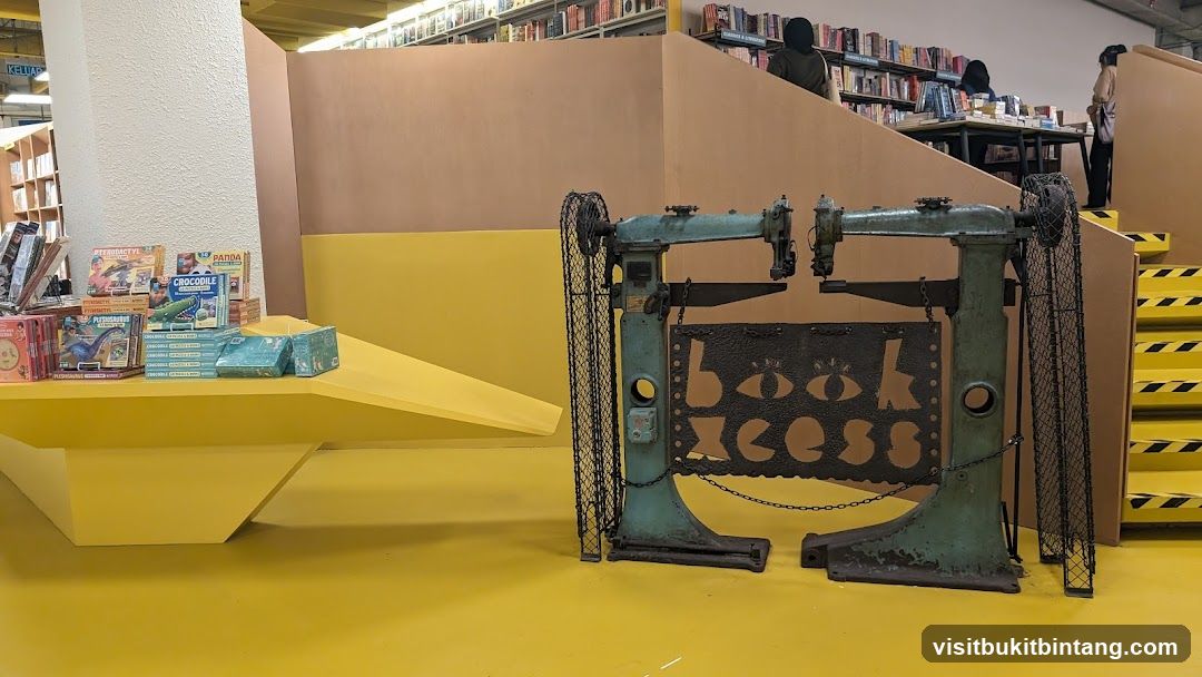 Bookstore Display with Vintage Machine