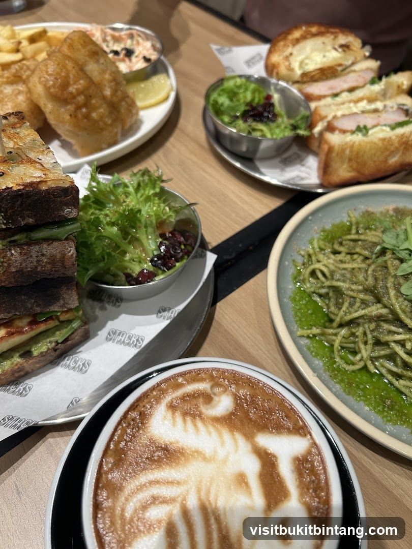 Food spread with latte art