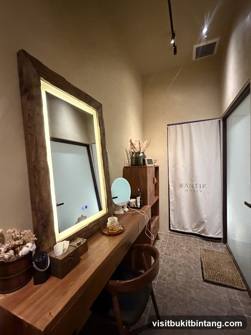 Vanity Area with Mirror and Products