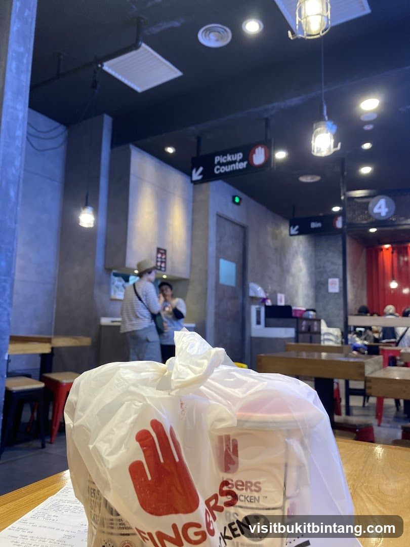 Restaurant Interior with Takeaway Bag