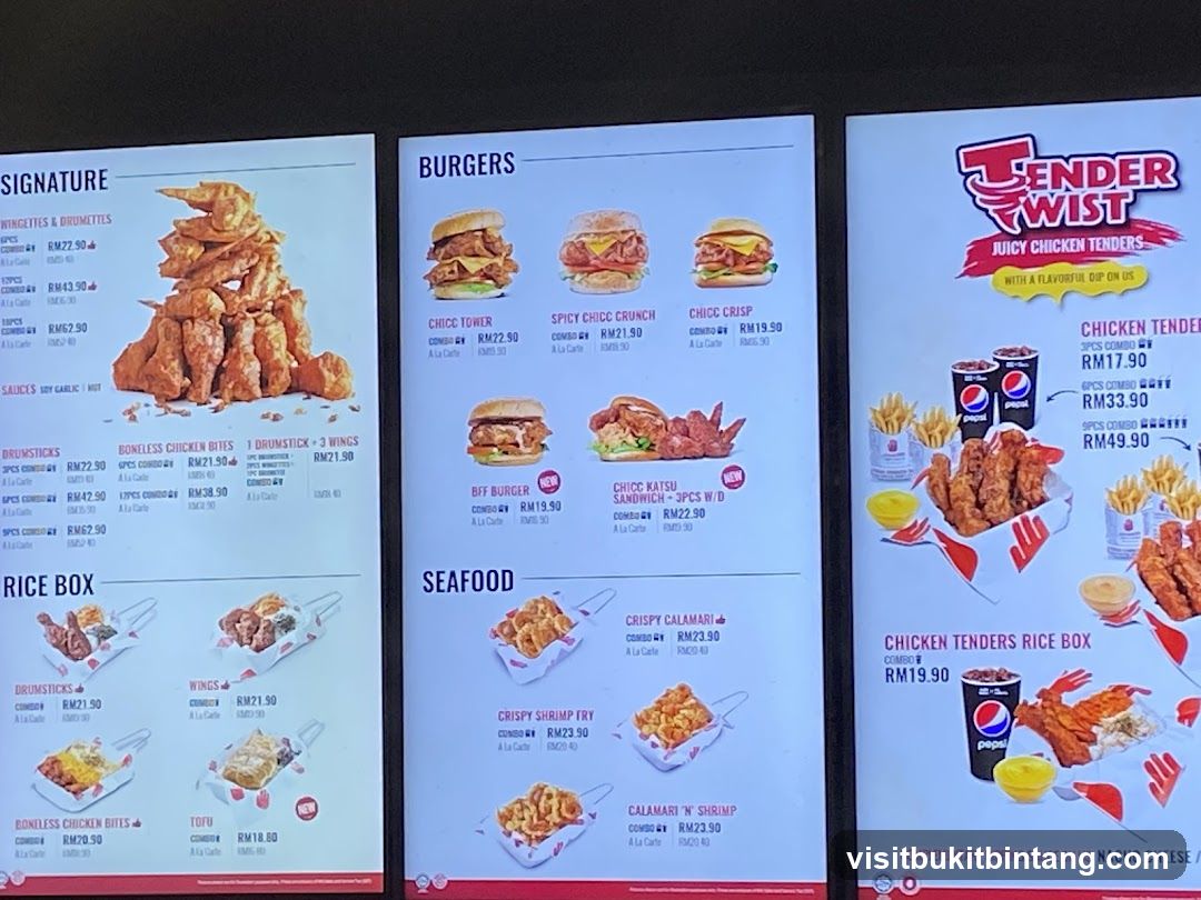 Tender Twist Menu