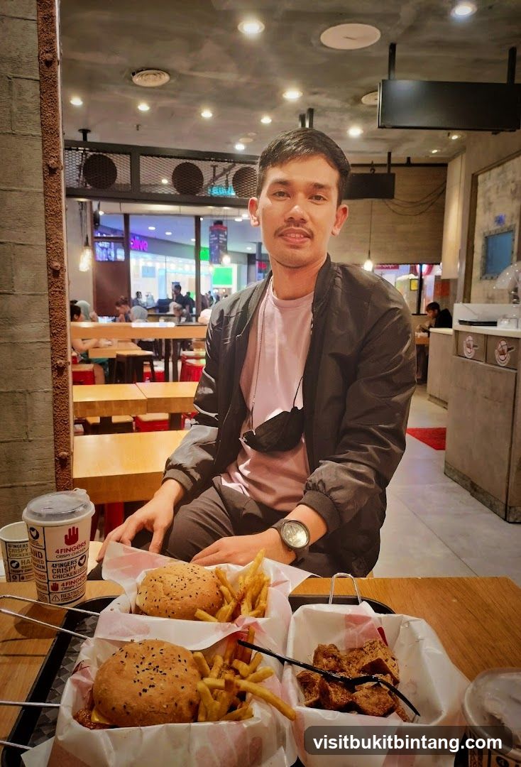 Man with Burgers and Fries