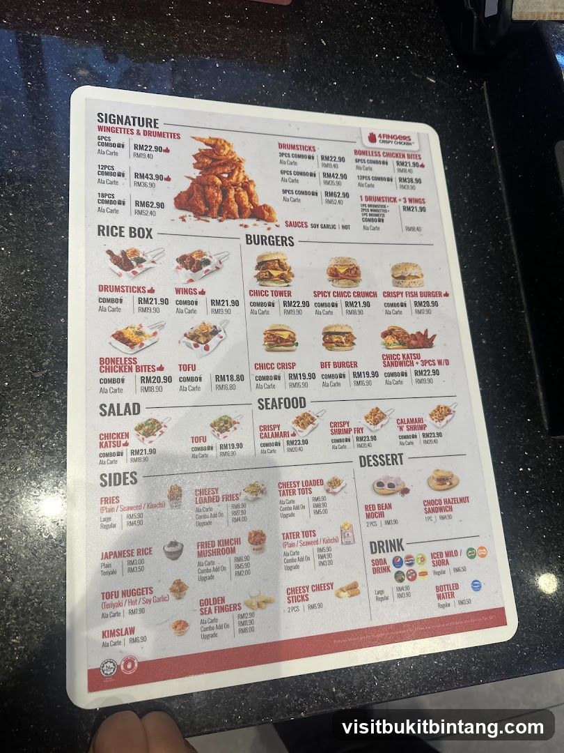 4FINGERS Crispy Chicken Menu