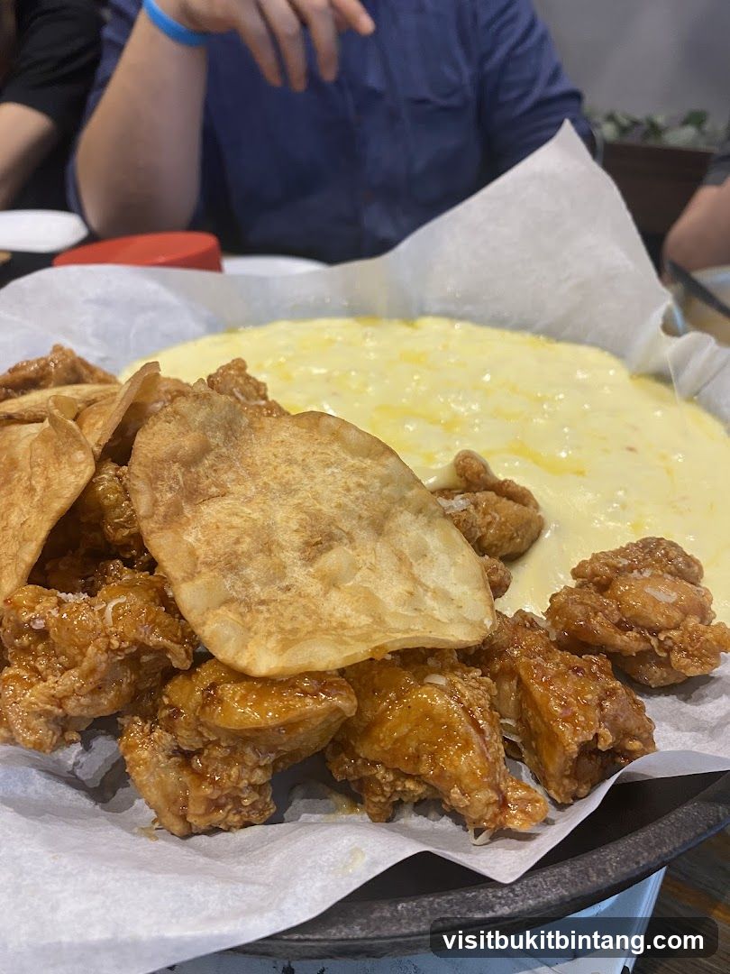 Fried Chicken with Cheese Dip