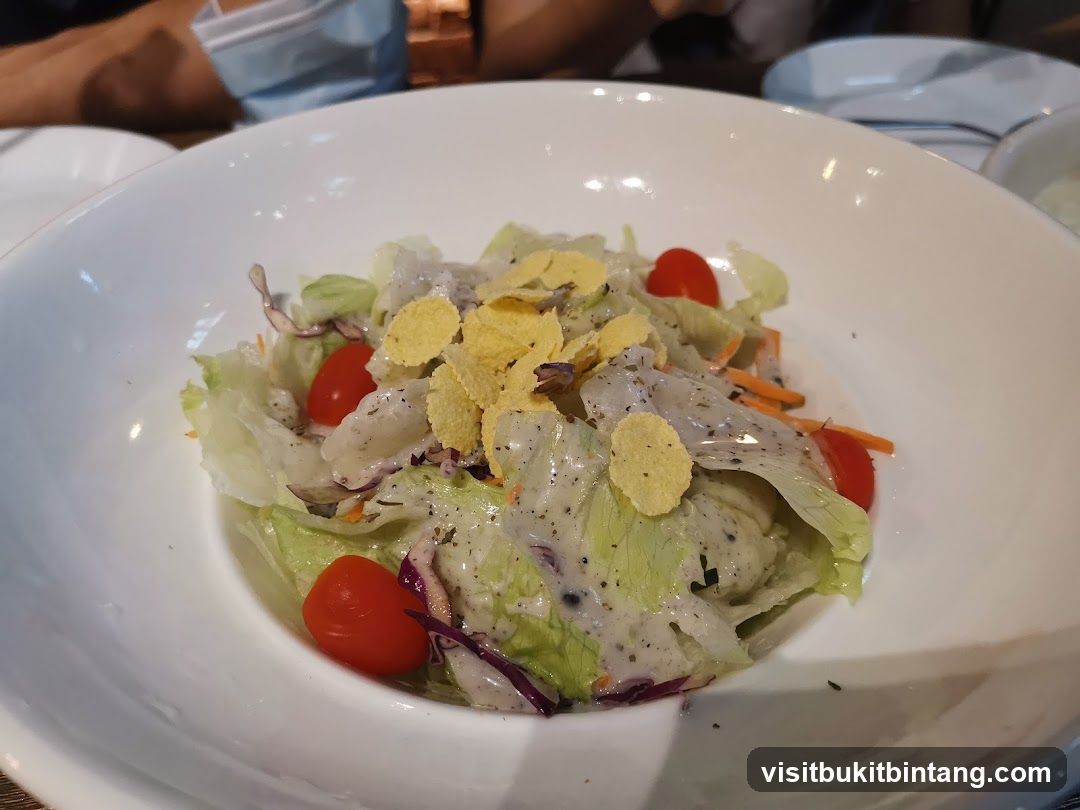 Salad with Dressing and Corn Flakes