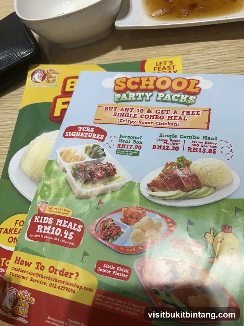School Party Packs Menu
