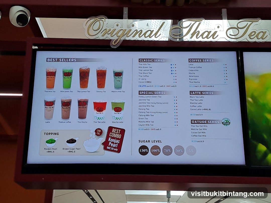 Original Thai Tea Menu