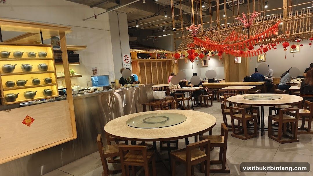 Restaurant Interior with Teapots Display