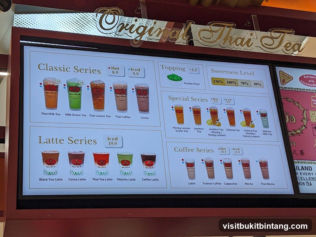 Original Thai Tea Menu