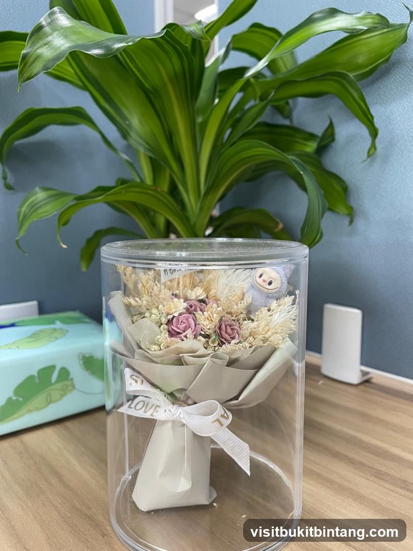 Dried Flower Bouquet with Plush Toy