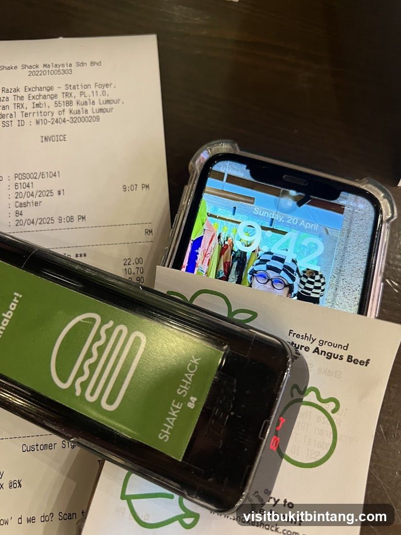 Shake Shack Receipt and Phone