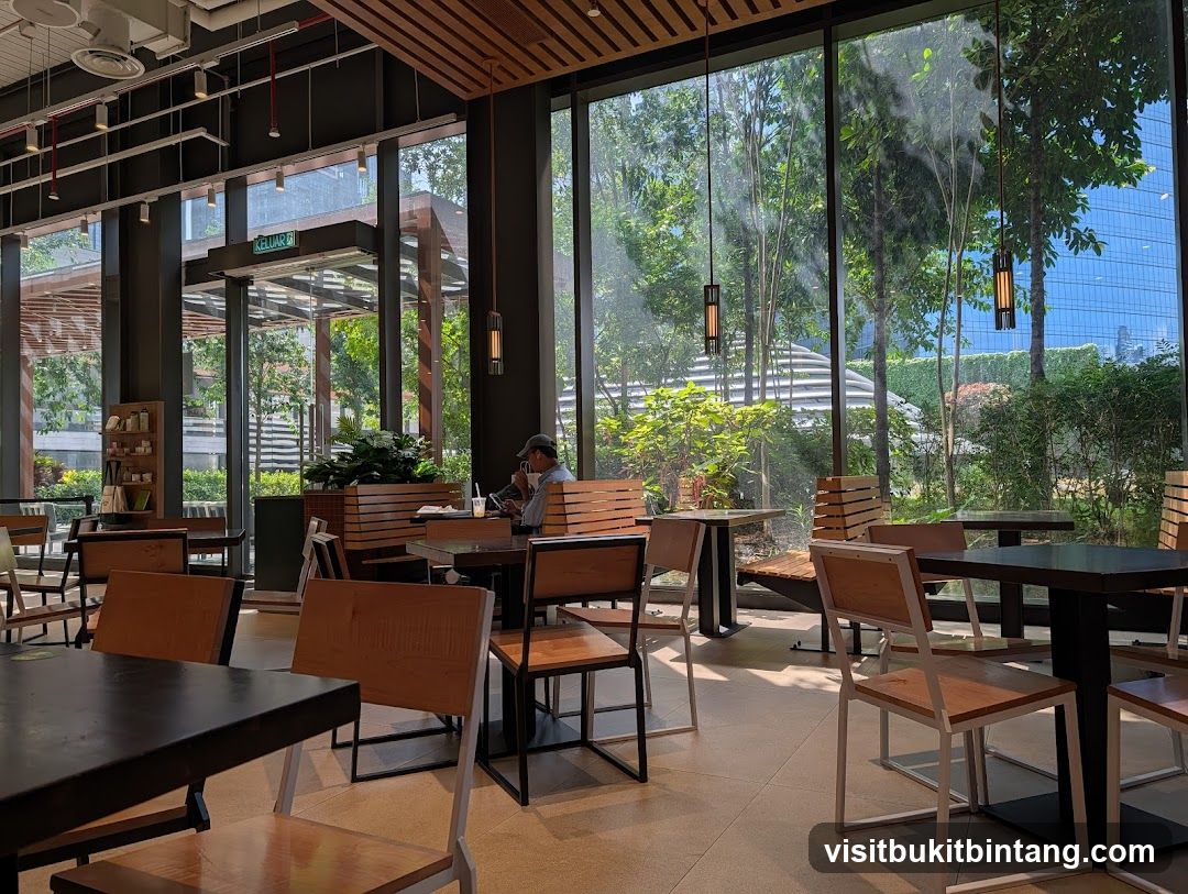 Modern Cafe Interior with Outdoor View