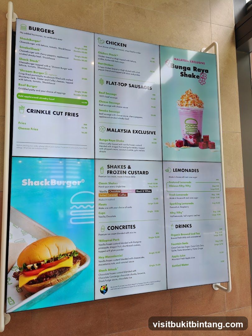 ShackBurger Menu