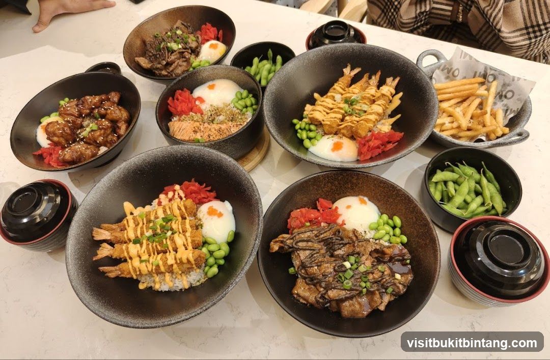 Assortment of Japanese Rice Bowls