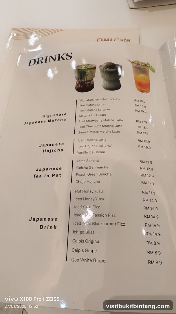 OMI Cafe Drinks Menu