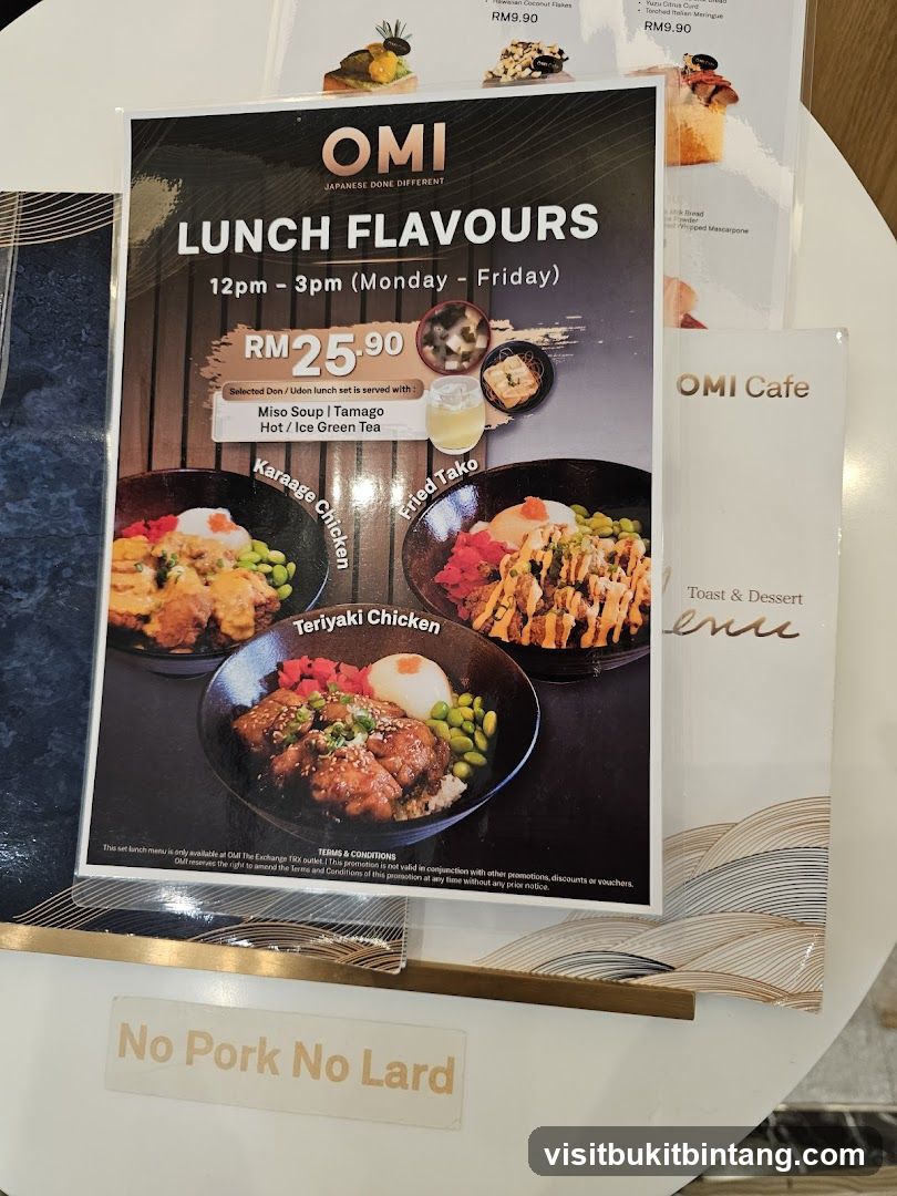 OMI Lunch Flavours Menu