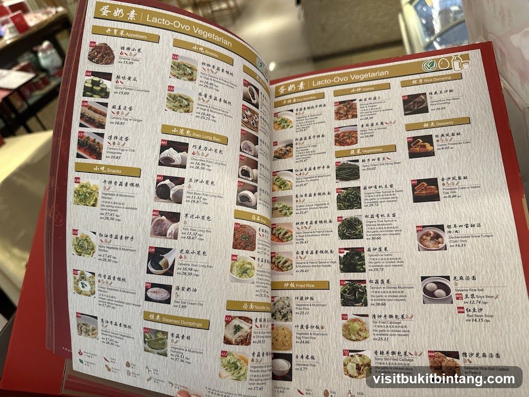 Lacto-Ovo Vegetarian Menu