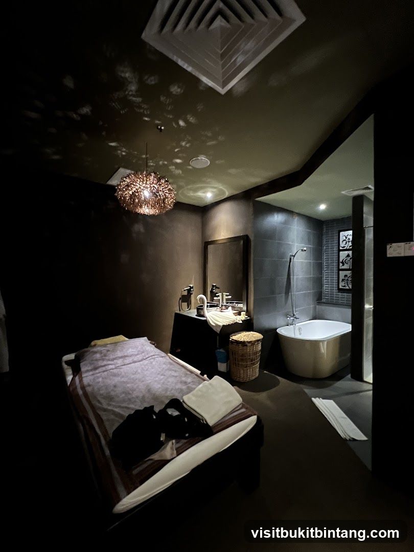 Spa Room with Massage Bed and Bathtub
